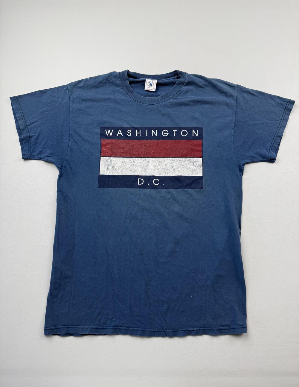 Vintage Delta Shirt Mens Large Blue Washington DC Graphic Tee Made In USA VTG